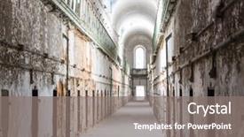  Presentation with prison - Slide set consisting of old prison interior with brick background and a gray colored foreground