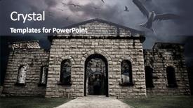  Presentation with jail - Amazing theme having old prison with birds flying backdrop and a  colored foreground