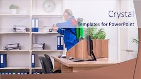  Presentation with pest - PPT theme having old-professional-contractor-doing-pest background and a sky blue colored foreground