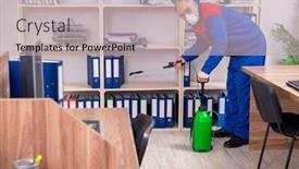  Presentation with pest - Cool new PPT layouts with old-professional-contractor-doing-pest backdrop and a soft green colored foreground