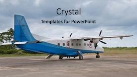  Presentation with propeller - Presentation theme having airfield lighting - old propeller plane background and a light blue colored foreground