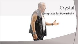  Presentation with old school punk rock leather - PPT theme consisting of old-punk-in-a-leather background and a light gray colored foreground