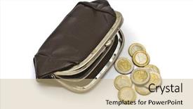  Presentation with euro - Cool new PPT theme with old purse and euro coins backdrop and a coral colored foreground