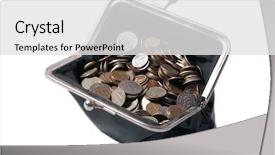 Presentation with old fashioned black and white - Amazing theme having old purse with coins isolated backdrop and a white colored foreground
