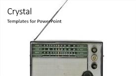  Presentation with radio station - Colorful PPT theme enhanced with old radio isolated on white backdrop and a white colored foreground