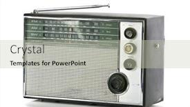  Presentation with radio - Amazing PPT theme having old radio isolated on white backdrop and a soft green colored foreground