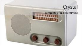  Presentation with black and white old phone - Amazing PPT layouts having old radio on white background backdrop and a light gray colored foreground
