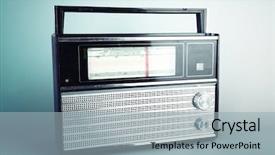  Presentation with radio - Theme featuring old radio set on blue background and a light gray colored foreground