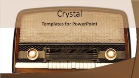  Presentation with radio - Colorful PPT theme enhanced with old radio backdrop and a  colored foreground