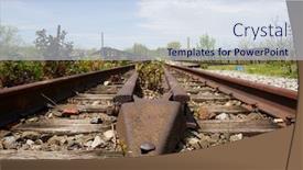  Presentation with railroad - PPT theme consisting of old railroad no longer in use going off into the distance background and a sky blue colored foreground