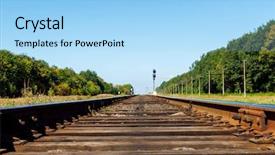  Presentation with railway - Theme enhanced with old railway closeup soft focus background and a light blue colored foreground