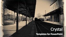  Presentation with railway - Slide deck enhanced with old railway station in poland background and a black colored foreground