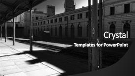  Presentation with railway - Slide set consisting of old railway station in poland background and a dark gray colored foreground