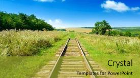 Presentation with railway - Colorful slides enhanced with old railway track among summer backdrop and a gold colored foreground