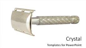  Presentation with razor - Amazing presentation design having old razor isolated on white backdrop and a white colored foreground