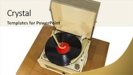  Presentation with record player - Colorful presentation theme enhanced with old record player on wood backdrop and a lemonade colored foreground
