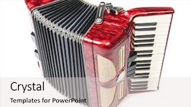  Presentation with accordion - Amazing slide deck having old red accordion isolated o backdrop and a light gray colored foreground