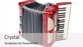  Presentation with accordion - Slide set enhanced with old red accordion isolated ona background and a light gray colored foreground