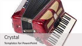  Presentation with accordion - Slide set consisting of old red accordion isolated background and a light gray colored foreground