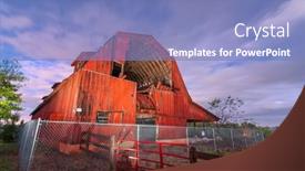  Presentation with barn - Theme having old-red-barn-in-ruins background and a light blue colored foreground
