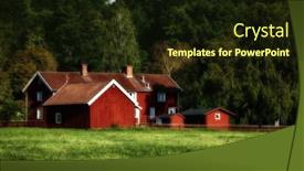  Presentation with old farm - Presentation theme with old-red-farm-trees background and a wine colored foreground