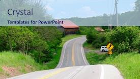  Presentation with barn - PPT theme enhanced with old red roof barn near highway in pennsylvania at sunny summer day background and a sky blue colored foreground