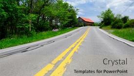 Presentation with barn - Amazing slide set having old red roof barn near highway in pennsylvania at sunny summer day backdrop and a soft green colored foreground