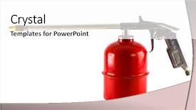 Presentation with spray - Presentation theme with old red spray gun isolated background and a  colored foreground
