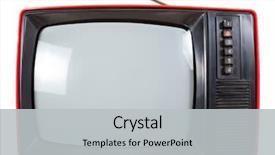  Presentation with old television set - PPT theme with old red television set made background and a light gray colored foreground