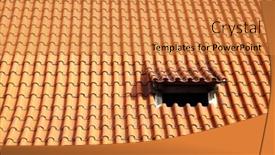  Presentation with roof - Presentation theme having old-red-tiled-roof background and a gold colored foreground