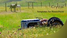  Presentation with old farm - PPT layouts enhanced with old-red-tractor-in-field background and a yellow colored foreground