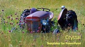  Presentation with old farm - Presentation theme with old-red-tractor-in-field background and a tawny brown colored foreground