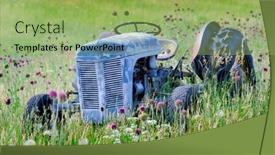  Presentation with old farm - Presentation theme consisting of old-red-tractor-in-field background and a yellow colored foreground