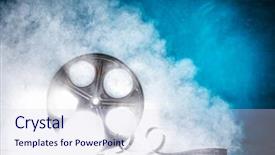  Presentation with film reel - PPT layouts with old reel of film background and a sky blue colored foreground