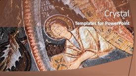  Presentation with painting old - Audience pleasing PPT theme consisting of old-religious-painting-on-cave backdrop and a red colored foreground