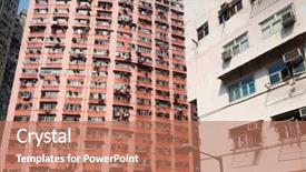  Presentation with residential - Presentation theme consisting of old-residential-building background and a coral colored foreground