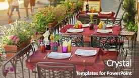  Presentation with italy america - Presentation theme consisting of old restaurant - typical small cafe in tuscany background and a tawny brown colored foreground