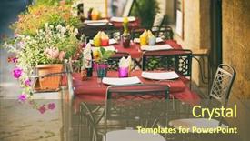  Presentation with tuscany - Audience pleasing slide deck consisting of old restaurant - typical small cafe in tuscany backdrop and a tawny brown colored foreground