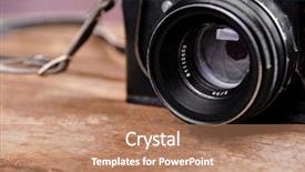  Presentation with rustic - Theme featuring old retro camera on rustic background and a coral colored foreground