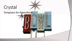  Presentation with blue neon - Beautiful slide deck featuring old retro neon bowling alley backdrop and a white colored foreground