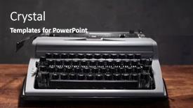  Presentation with retro - Amazing slide set having old-retro-typewriter-at-wooden backdrop and a dark gray colored foreground
