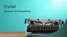  Presentation with old book - Amazing PPT theme having old retro typewriter on table backdrop and a arctic colored foreground