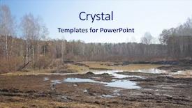  Presentation with flood - Audience pleasing PPT layouts consisting of old road and spring flood in the siberian forest backdrop and a sky blue colored foreground