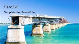 Presentation with broken bridge - Audience pleasing slides consisting of old road bridge connecting florida backdrop and a light blue colored foreground