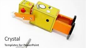  Presentation with robot toy - Theme enhanced with robots mechanical - old robot toy background and a white colored foreground