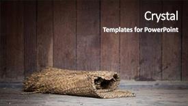  Presentation with floor - PPT theme consisting of old rolled mat on the floor wooden wall background background and a wine colored foreground