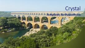  Presentation with aqueduct - Slide deck featuring old roman aqueduct southern france background and a sky blue colored foreground