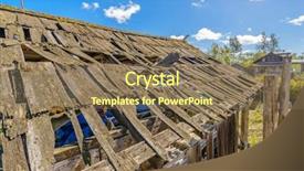  Presentation with house roof and roofing business - Audience pleasing PPT layouts consisting of old roof of a house backdrop and a violet colored foreground