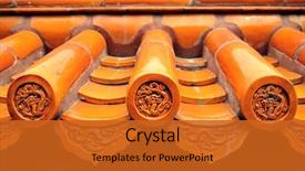  Presentation with beautiful tibet scenery in china - Colorful PPT theme enhanced with old roof of chinese buildings backdrop and a gold colored foreground