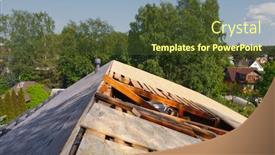  Presentation with roof - PPT theme enhanced with old-roof-renovation-frame background and a tawny brown colored foreground